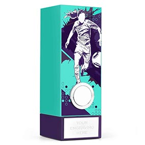 Teal Geo Female Footballer Trophy 17cm