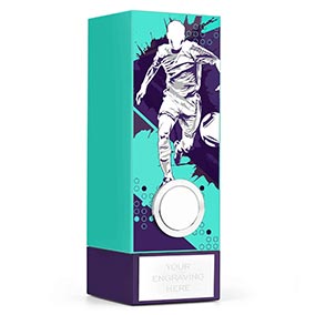 Teal Geo Male Footballer Trophy 17cm