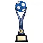 Blue White Nova Spire Football Trophy 26cm