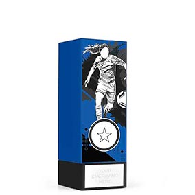 Blue Mini Geo Female Footballer Trophy 125mm